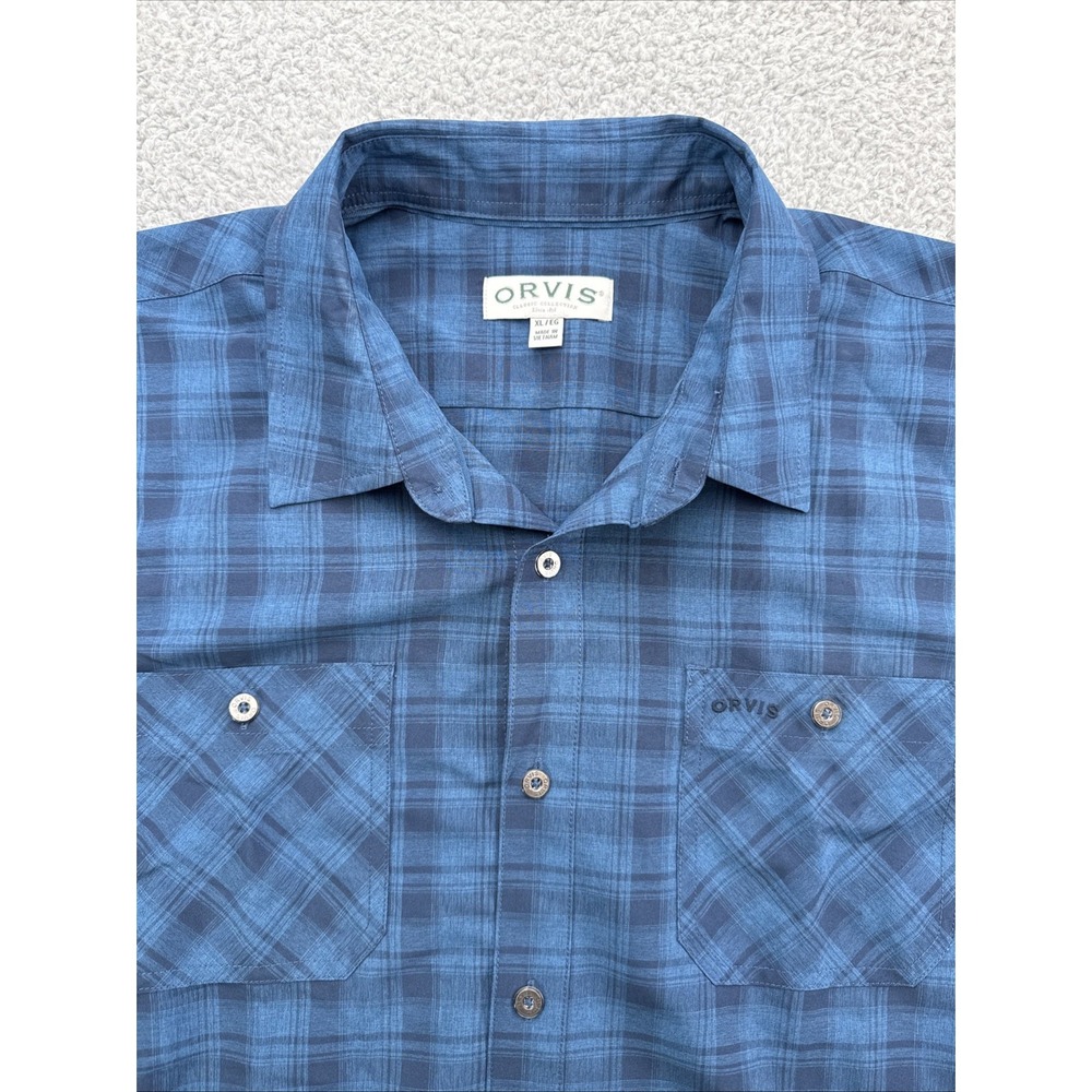 Orvis Button Down Shirt Mens XL Blue Plaid Classic Collection Lightweight S/S